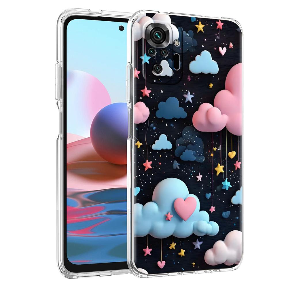 Transparent Phone Case for Redmi 13C 12C 10C Note 13 12 11 11T K40 Gaming Plus Pro 4G 5G Soft TPU Cover Shell Cute Cloud Capas