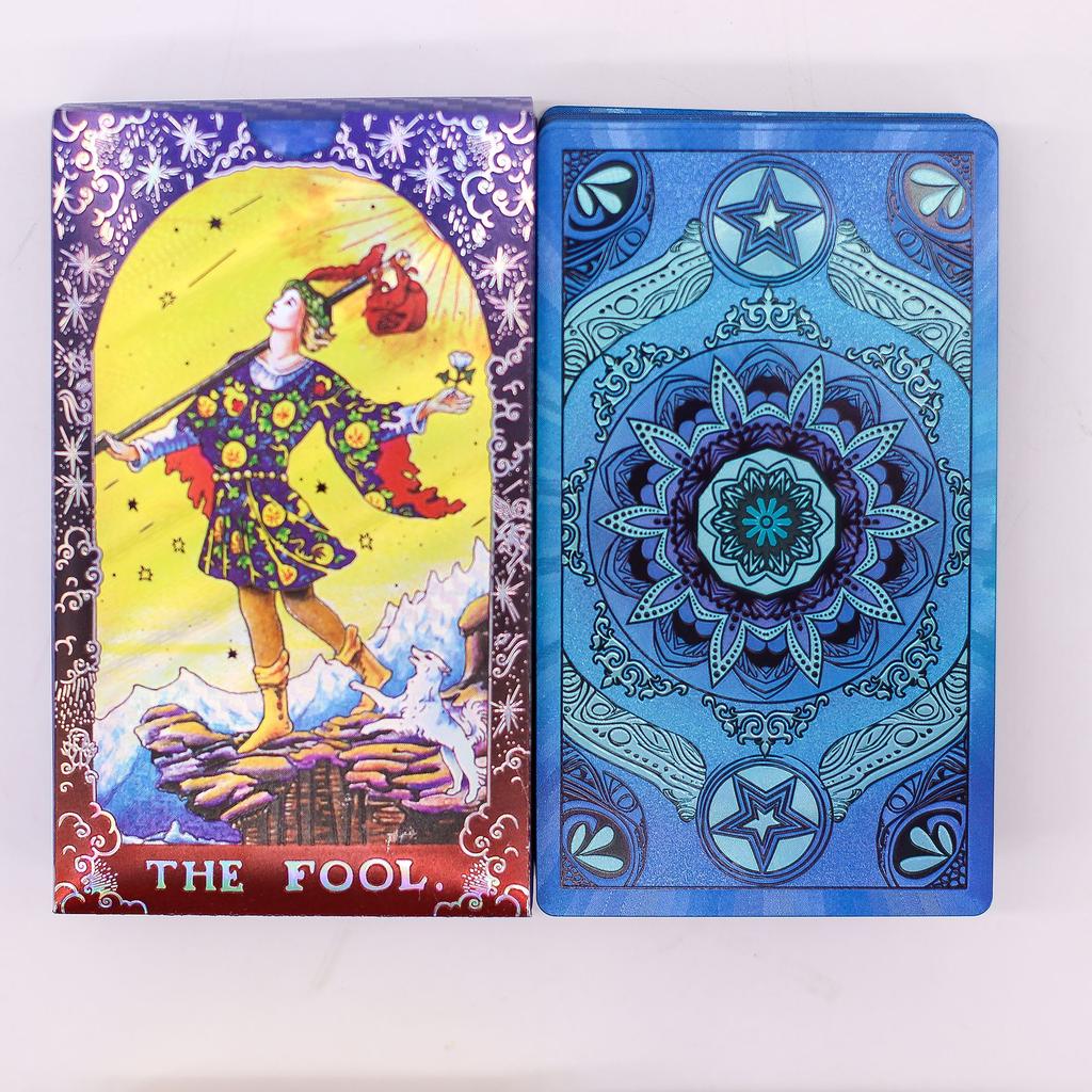 Blue Gold Foil Mandala Tarot Cards with Guidebook