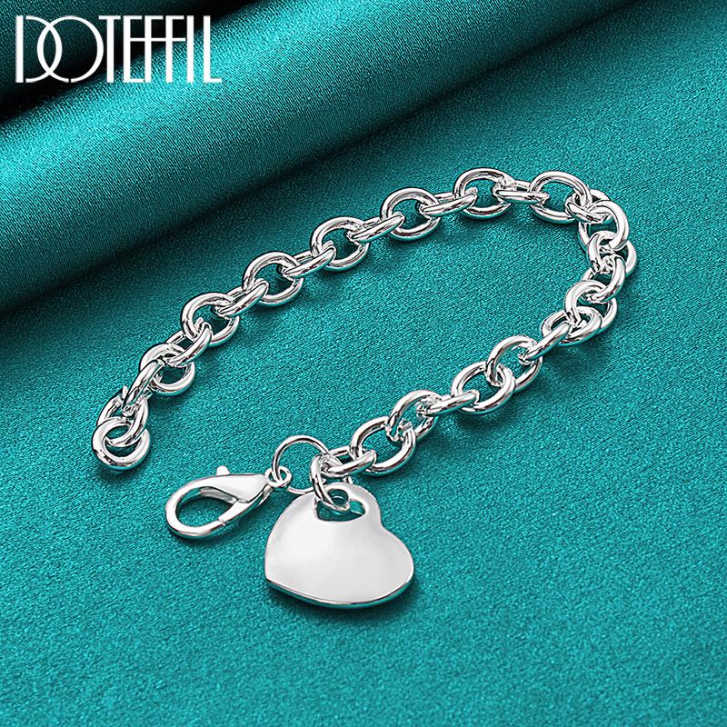 925 Sterling Silver Heart Bracelet Wedding Jewelry