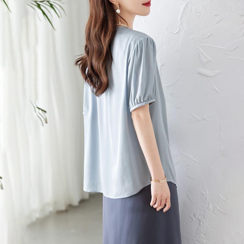 90% Mulberry Silk Women's V-Neck T-Shirt