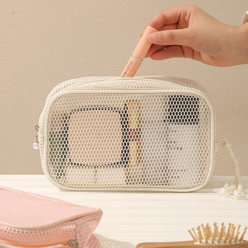 Mesh Makeup Bag For Women Cosmetic Storage Bag Travel Portable Toiletry Bag Underwear Storage Bag