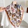 White polka dot peony flower small square scarf cotton and linen silk scarf women's high-end neck yarn air-conditioned room scarf shawl thin