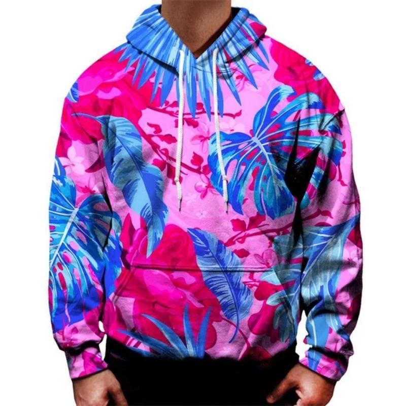 Multi Color Plants Leaf Hoodie Men 3D Printed Flower Sweatshirt Women Long Sleeve Hoodies Tops Casual Street Oversized Pullovers