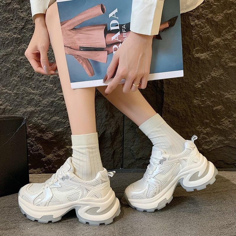 Zhao Ruth silver dad shoes women's new breathable heightening casual sports shoes round head mesh high heel