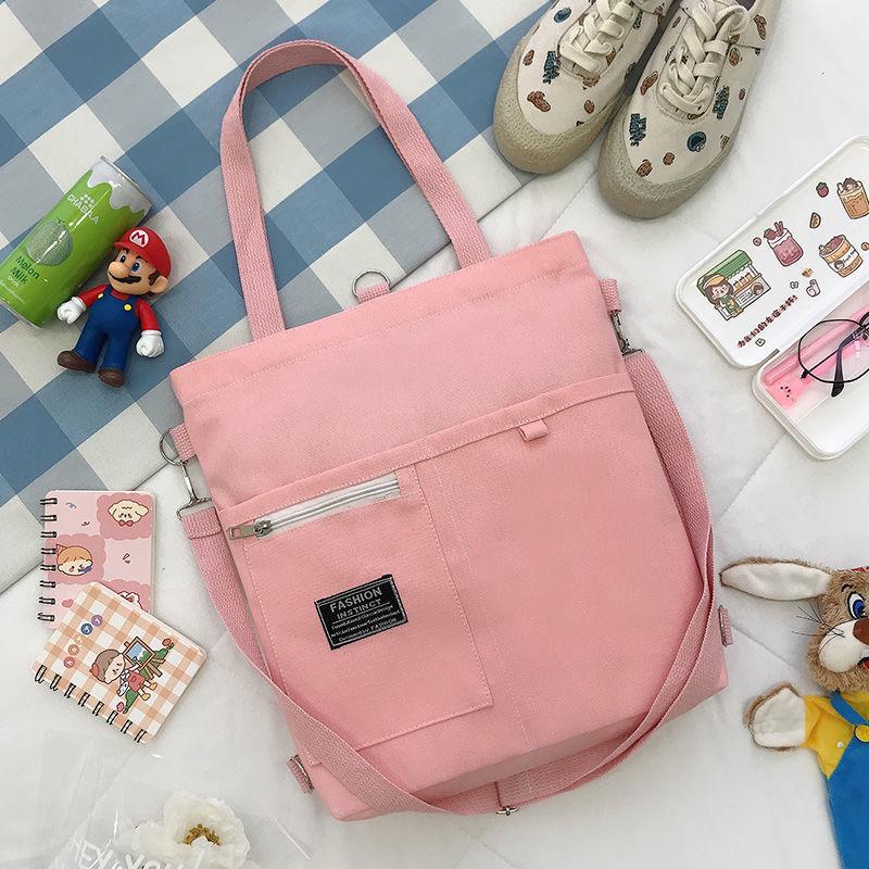 Korean Style Canvas Crossbody Tote - Versatile Large Capacity Fashion Shoulder Bag for Students