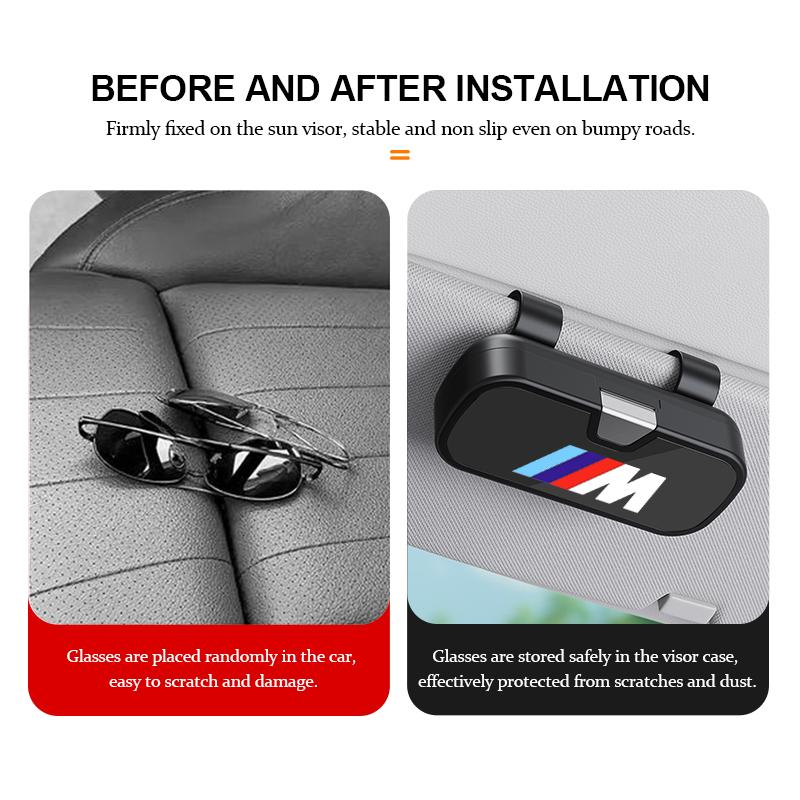 SHEJ3 Car Sun Visor Sunglasses Holder Case Anti-Scratch Protective Box For BMW 1 3 5 7 Series M F01 F20 F10 F13 E52 E53 E60 E93