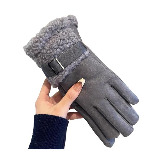 Yousheng Women's Faux Suede Gloves with Faux Fur Cuff Winter Warm Fleece Lined Touch Screen Gloves for Outdoor Skiing Cycling