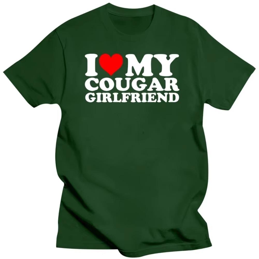 Tricouri amuzante I Love My Cougar Girlfriend Stil de vară Grafic Bumbac Streetwear I Heart My Cougar Girlfriend Cadouri pentru GF Tricou