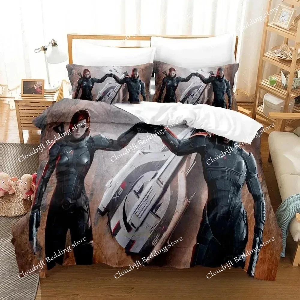 Stampa 3D Gioco Mass Effec Set Letto Ragazzi Ragazze Singolo Matrimoniale King Size Copripiumino Federa Letto ragazzi Adulto Tessile per la casa