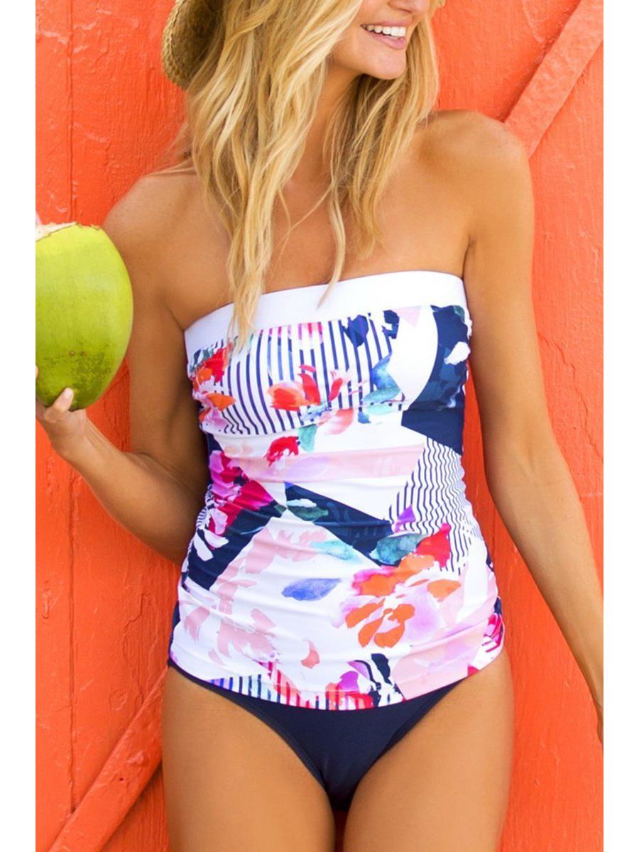 

Шикарный синий купальник-двойка для женщин Large