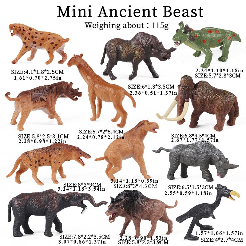 Oenux Prehistoric People Life Scene Human Evolution Wild Sabre-toothed Tiger Mammoth Animals Model Action Figures Collection Toy