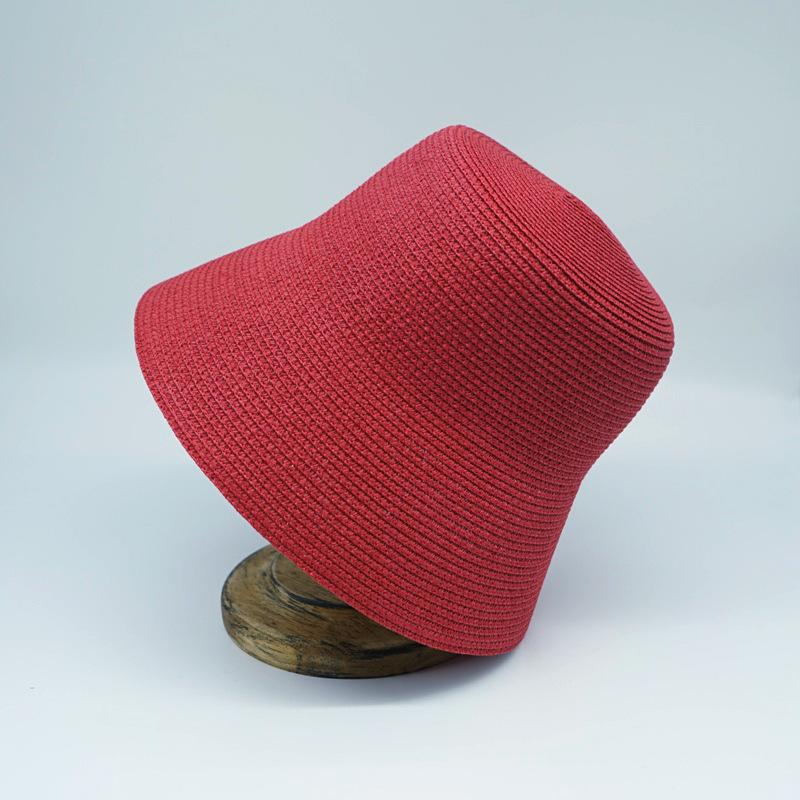 French Retro Black And White Red Bell Bucket Hat Women'S Summer Sunshade Vacation Beach Versatile Fisherman Basin Hat Straw Hat