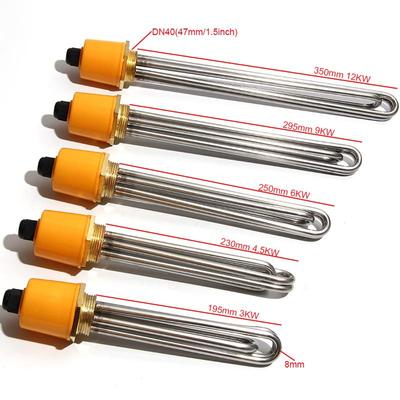 LUJINXUN Water Heating Element DN40/1.5" 47mm Copper Thread Industrial Immersion Water Heater Resistance 220V 3-12KW 201SS 1pc