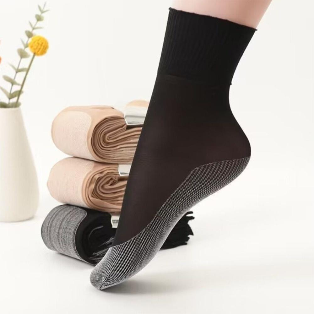 10Pairs Breathable Anti Slip Short Socks Solid Color Silk Hosiery Ultra Thin Socks Everyday Wear