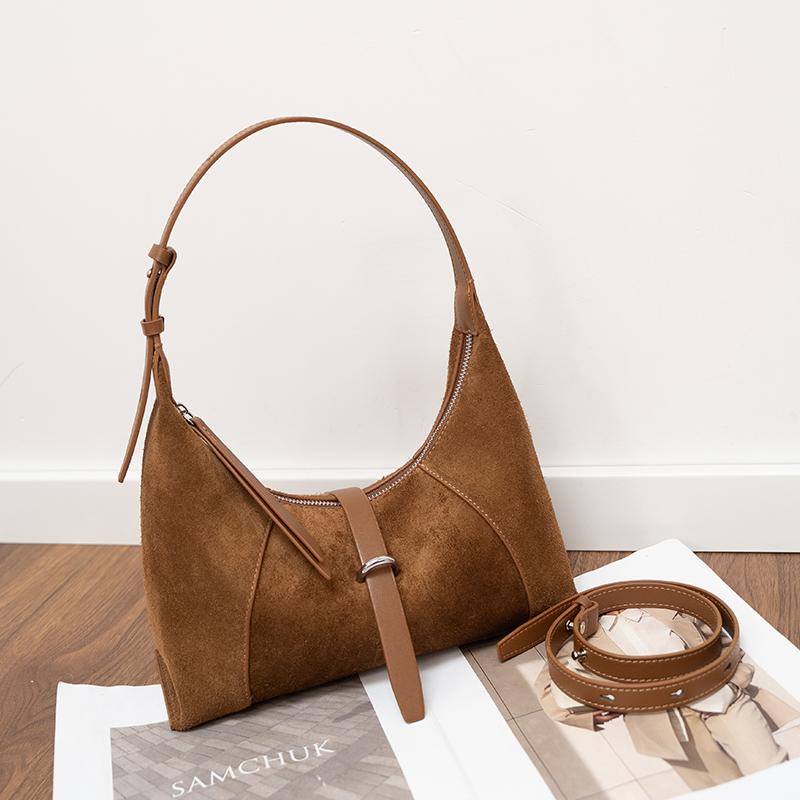 

Ladies suede handbag designer style fashiable and elegant crossbody bag high-quality cowhide suitable for commuting to work 27x11x18cm коричневый