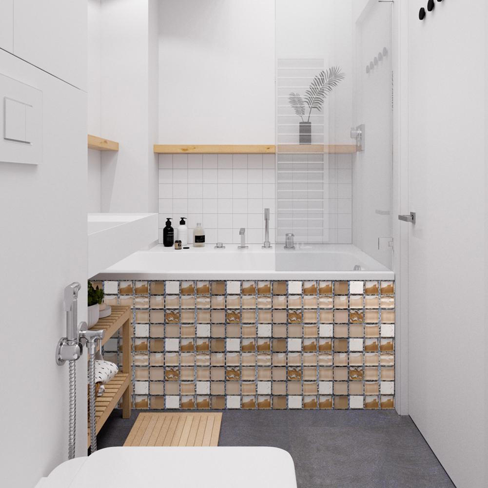 10Pcs Mosaic Wall Stickers Waterproof Decorative Tile Stickers Self Adhesive 10x10cm for Kitchen Backsplash Furniture Staircase