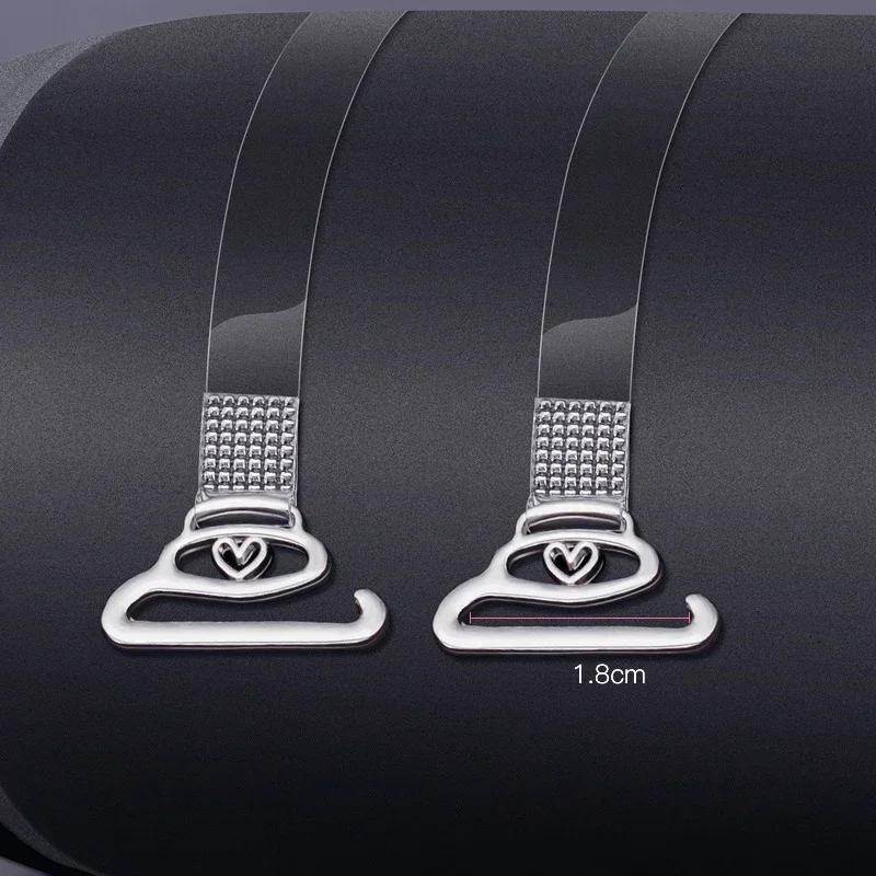4/2 pièces Bretelles de Soutien-gorge Transparentes Invisibles Amovibles Silicone Élastique pour Femme Ceinture Réglable Antidérapante Lingerie Bretelle d'Épaule