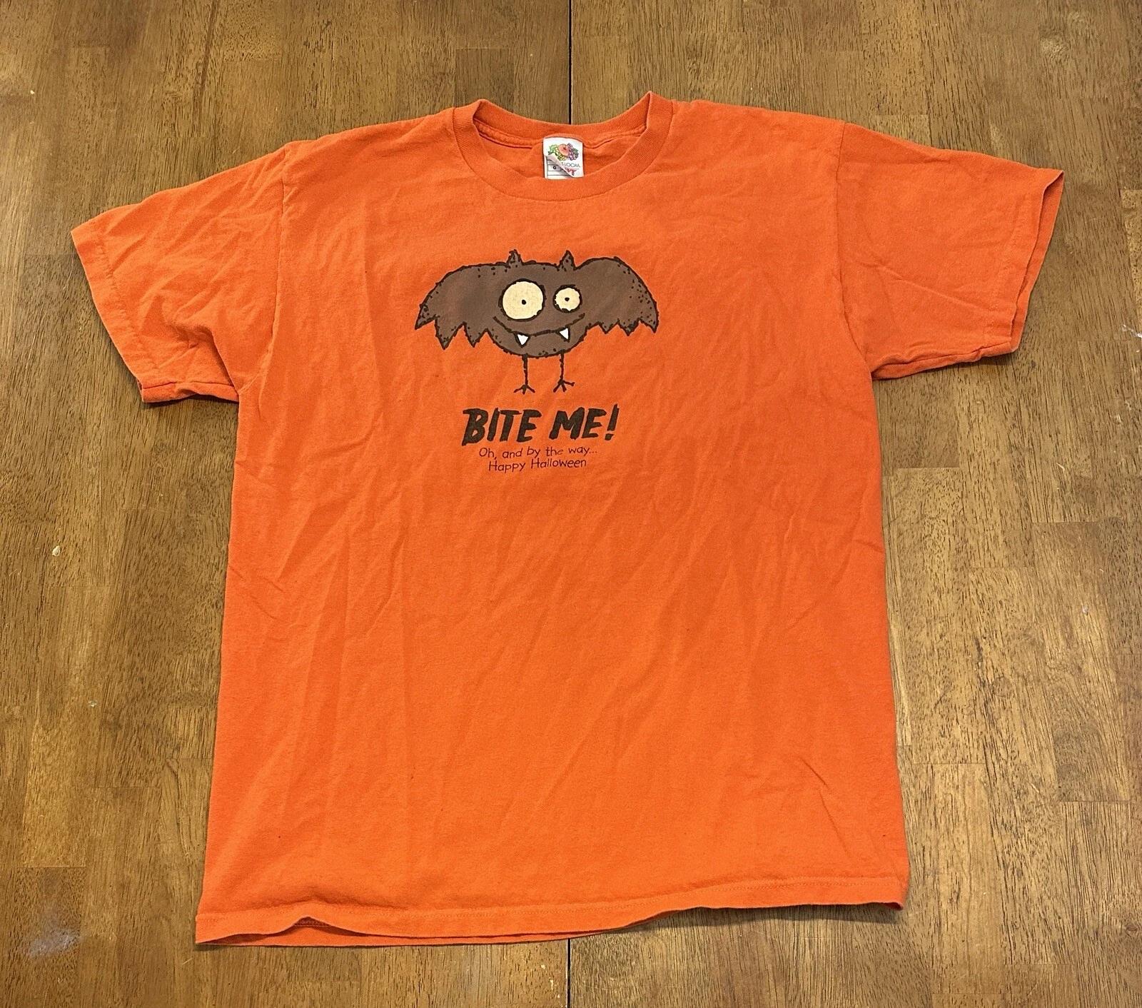 Bite Me Halloween Bat T Shirt Large Vintage Y2K Funny 4XL