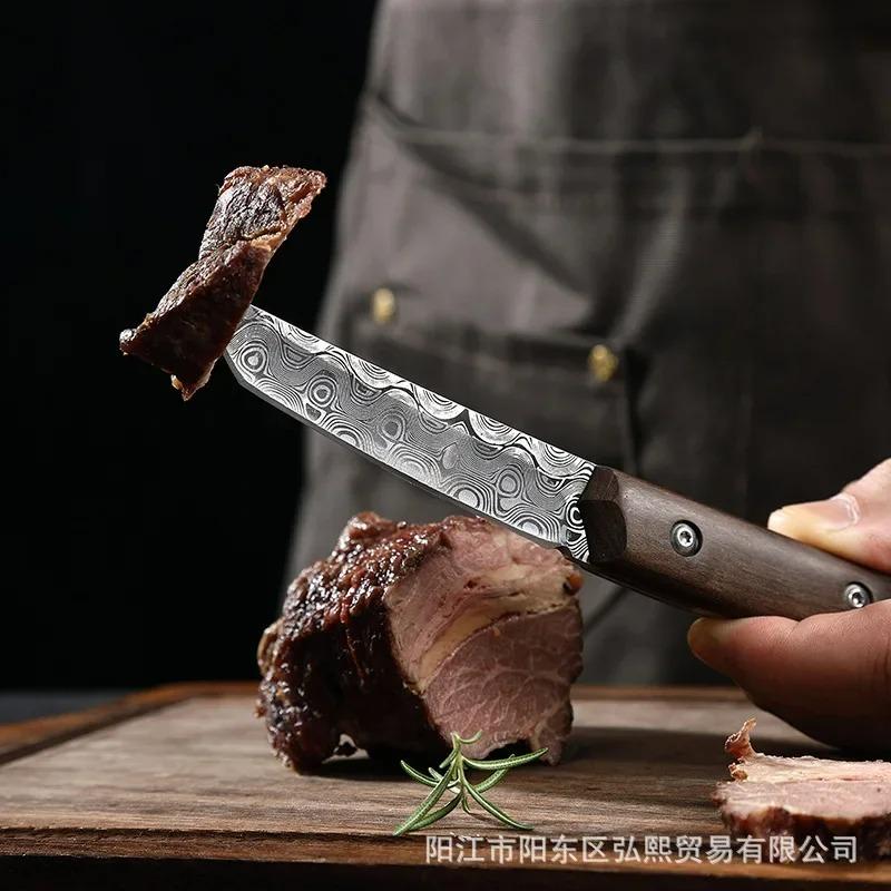 Damaststahl-Messer Mehrzweck mit Messerscheide Obstmesser Außerhalb der Mongolei Hand Fleischmesser Schaf essen Bratenmesser