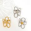 High-End Stainless Steel Mixed Gold & Silver Hollow Flower Ring for Women