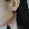 Modernlike Silver 925 Burgundy Coral Piercing Earrings