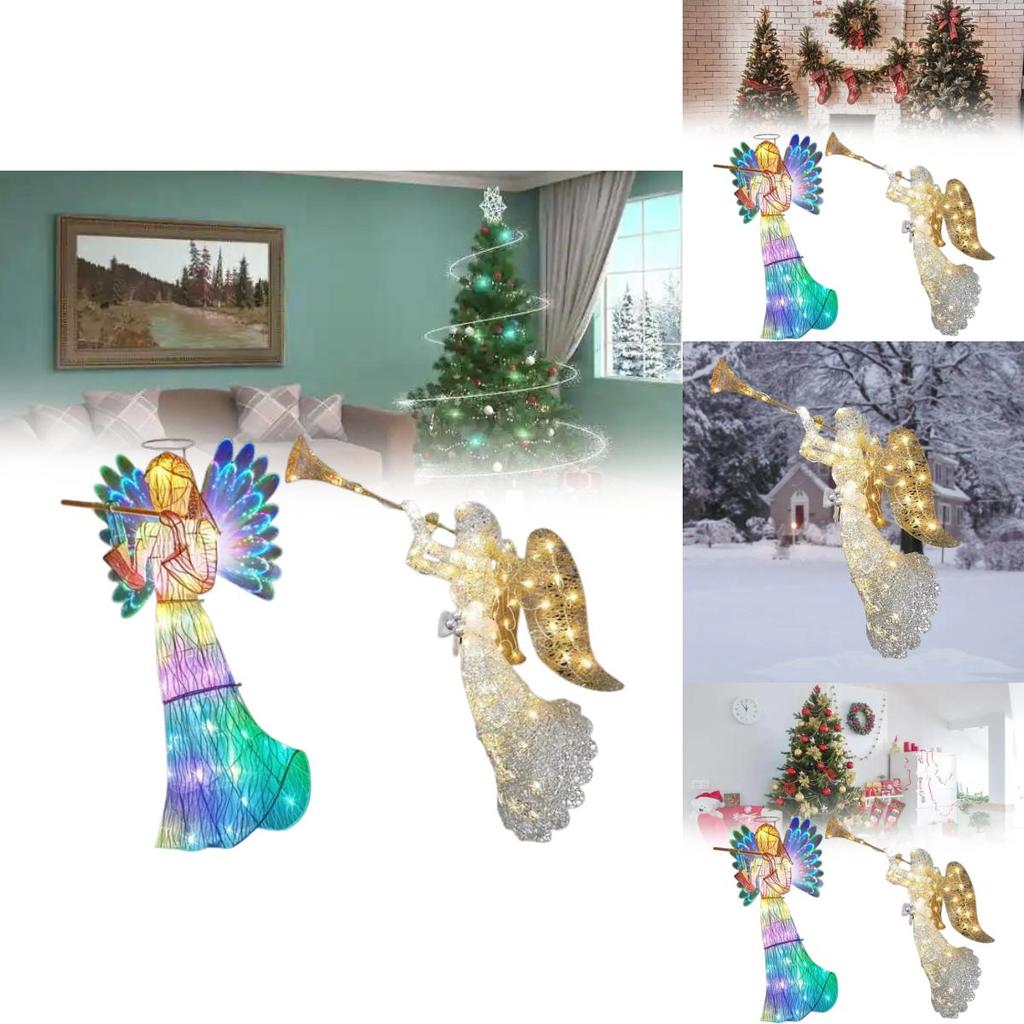 Adorno de Ángel Estrella Acrílica Iluminada con LED para Decoración de Árbol de Navidad