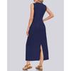 Women's Fashionable Color V Neck Sleeveless Vest Dress A-line Beach Dress