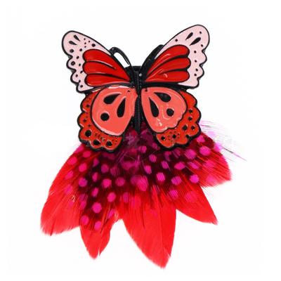 [R6079] - Magnetic Brooch 'Lilipoupettes' (butterfly) Pink Red - 60x45 Mm