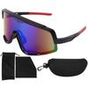 Outdoor Sports Glasses Windproof Cycling Goggles Bicycle Sunglasses for Women Men(Black Red Frame Green Lens )