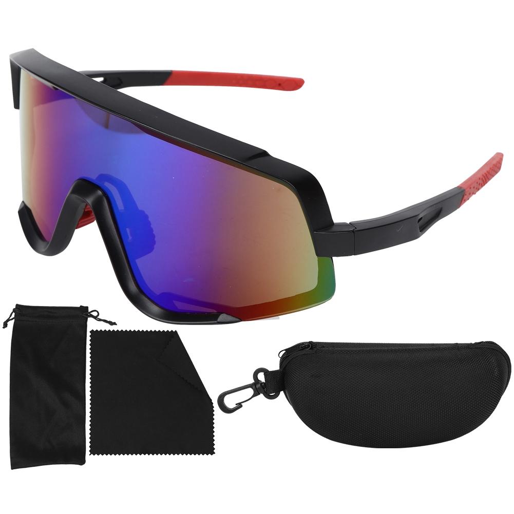 Outdoor Sports Glasses Windproof Cycling Goggles Bicycle Sunglasses for Women Men(Black Red Frame Green Lens )