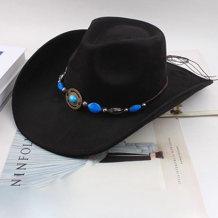Western Cowboy Style Tibetan Fashion Top Hat Autumn/Winter New Collection Deer Skin Velvet Large Edge Riding Hat