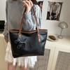 Fashion Solid Color Large Capacity Women Casual Tote Bag With Pendant For Daily