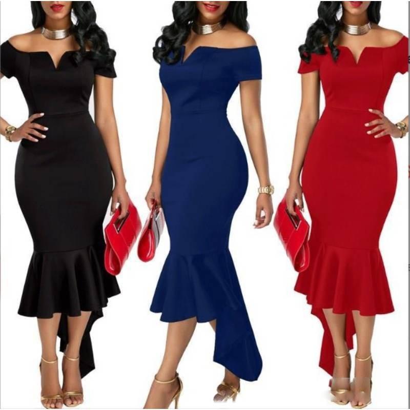 Elegant 2023 Autumn Fashion Women's V Neck Off Shoulder Short Sleeve A Line Dress