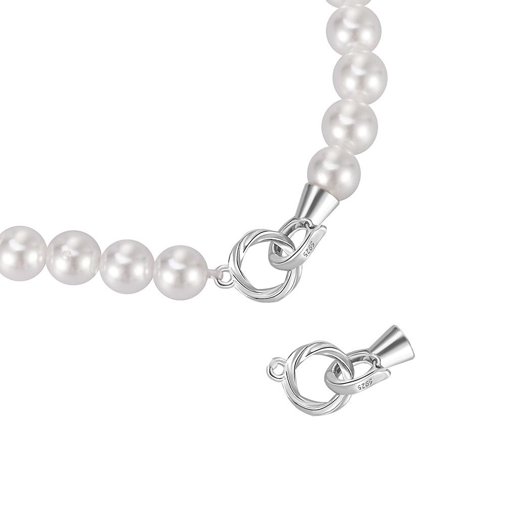 S925 Sterling Silver Zirconia Round Clasp for DIY Beaded Pearl Necklace or Bracelet