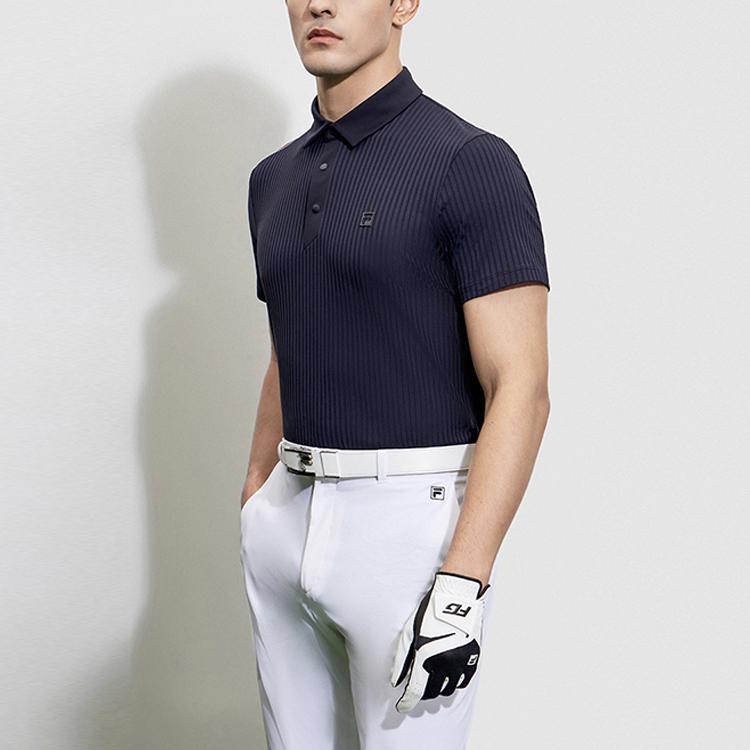 Fila Solid Color Golf Short Sleeve Polo Shirt Men Tops Legendary-Blue A11M325124FNV