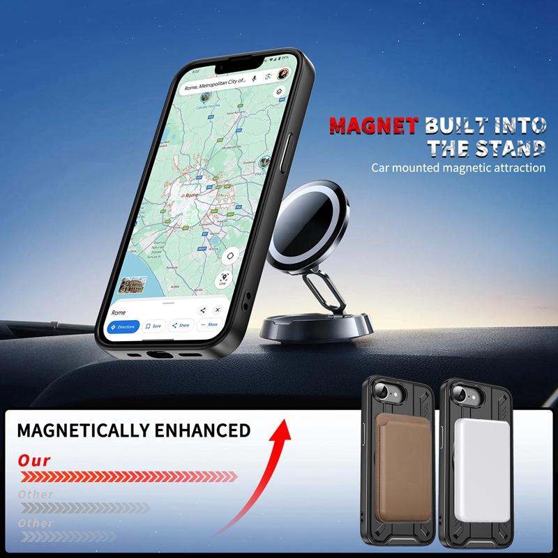 Armor Magnetic Ring Shockproof Case For Iphone 17 Air 16e 16 15 14 13 12 11 Pro Max Plus Camera Protect Cover