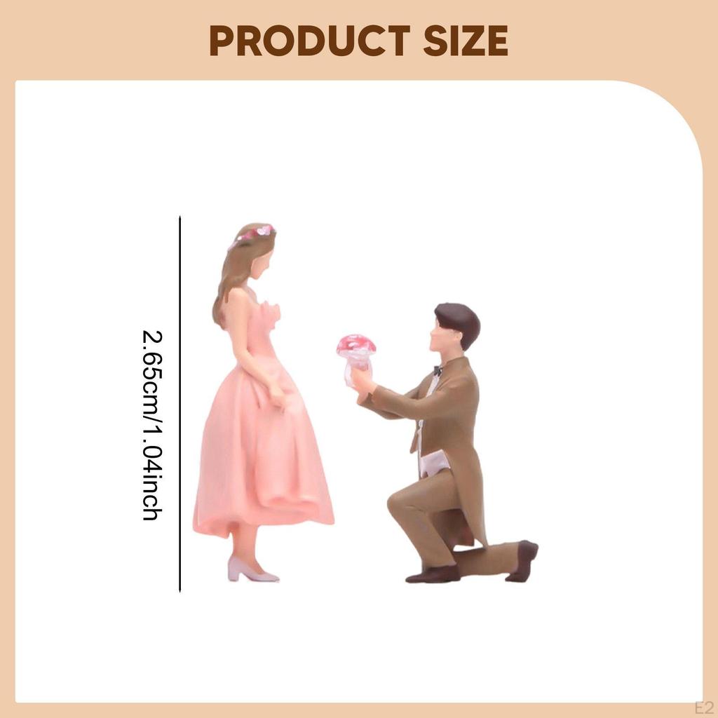1:64 Proposal Couple Miniature Figures Set Mini Resin Figurines Desk Decor Tiny People Micro Scene
