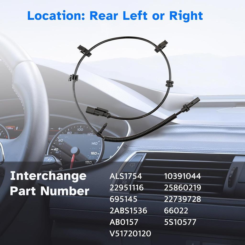 Rear Wheel Speed ABS Sensor Left or Right fit for 09-17 Chevy Traverse, Buick Enclave, GMC Acadia, 2007 2008 2009 2010 2011 2012 2013 2014 2015 2016