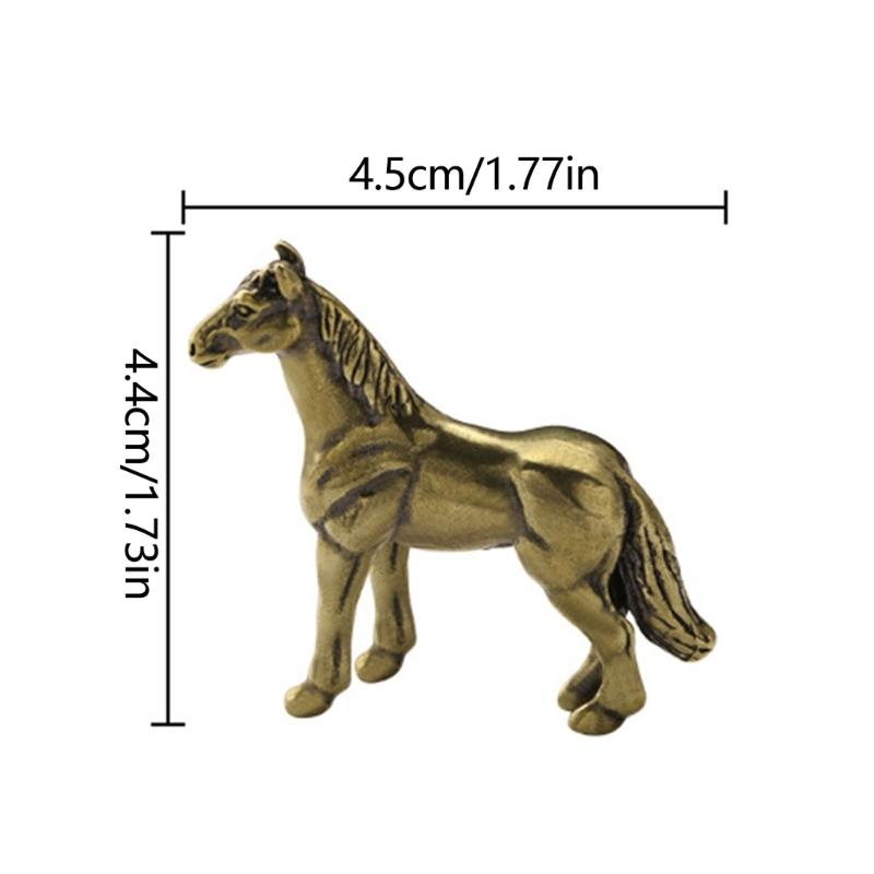 Antique Metal War Horse Statue Carving Traditional Chinese Fengshuis Home Office Decors Sculpture With Stable Base