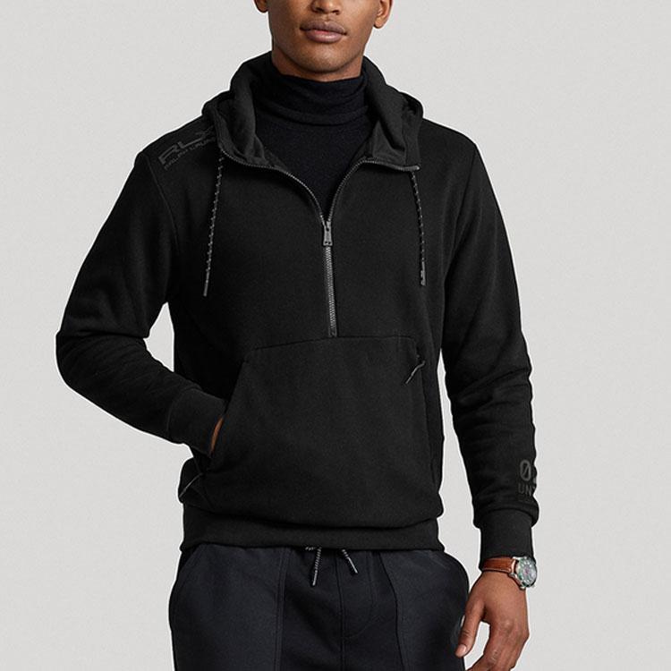 Polo Ralph Lauren Solid Color Half-Zip Hoodie Men hoodies Black MNRXKNI16820009-001