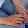 Colorful Crystal Beads Finger Bracelet Stainless Steel Finger Ring Chain Link Chain Bracelet  Beach