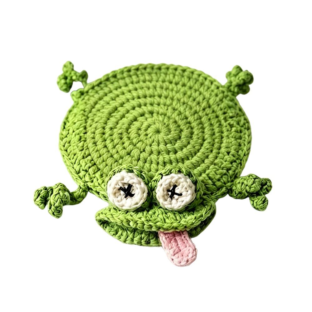 Handmade Crochet Craft Crochet Animal Coaster Heat Insulation Coffee Pad  Home Kitchen Table Decor