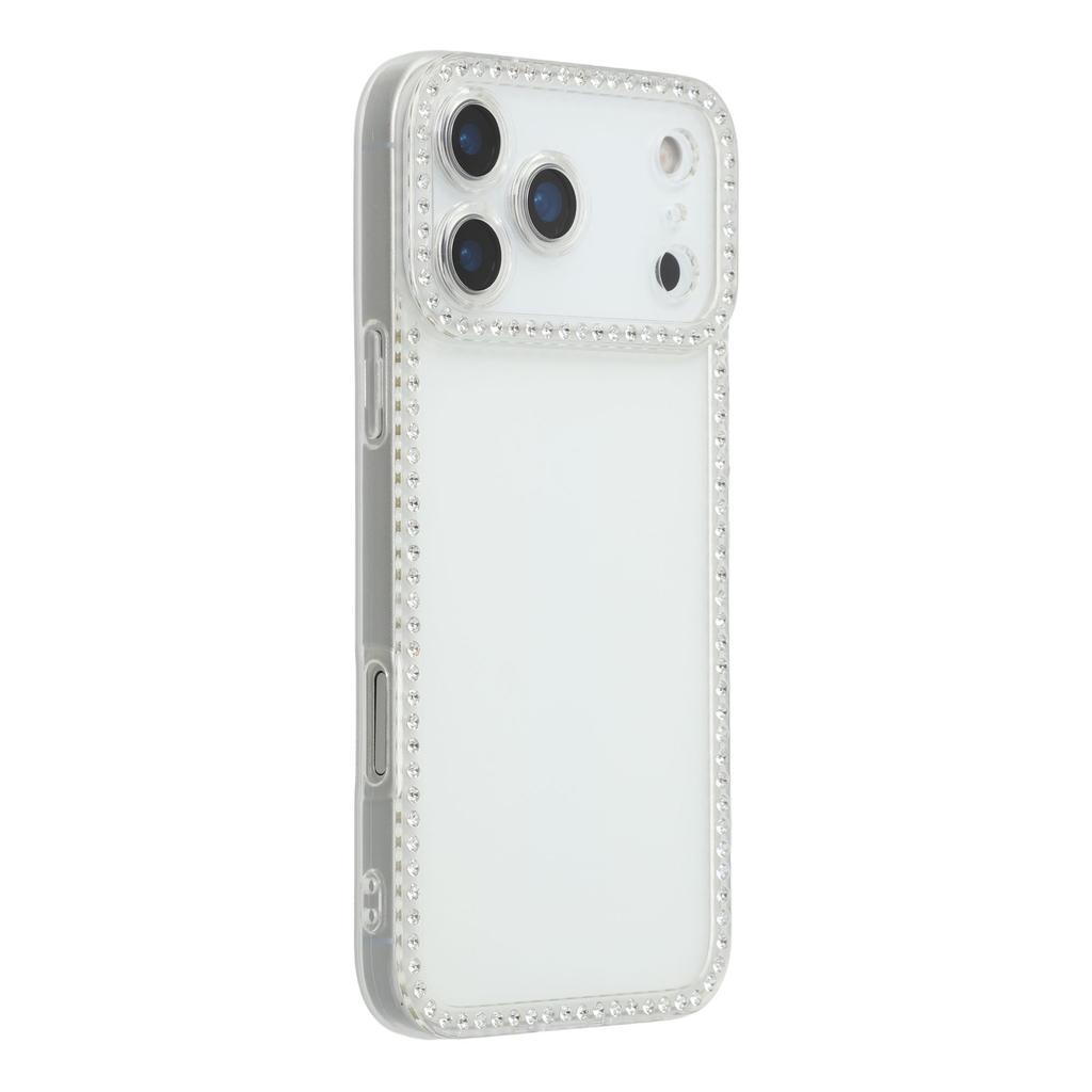 For iPhone 17 Pro TPU Case Rhinestone Decor Clear Phone Back Cover,Precise Cutout