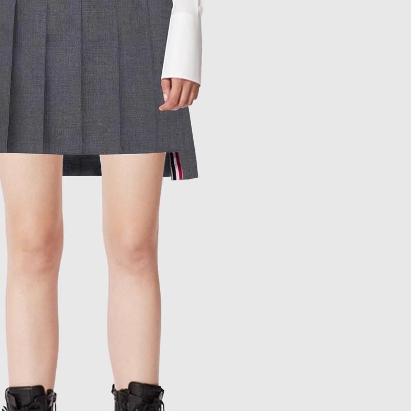 TB [Official Authentic] College Style Pleated Skirt, Women's Half Length Skirt, High Waist Slimming Versatile A-line Skirt