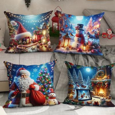 Weihnachts-Kissenbezug Polyester Bedruckt Neu Büro Sofa Kissen Dekoration Heim Kissenbezug