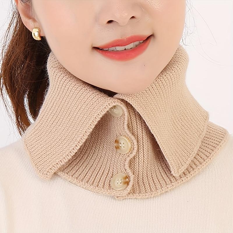 Women's Faux Collar Scarf Elegant Button-Down Neck Warmer Soft Stretchy Solid Color Winter Accessory for Outdoor & Casual Scarf