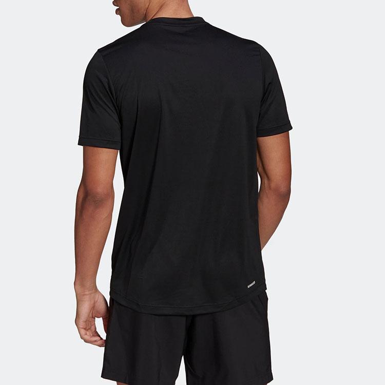 Adidas Solid Color Logo Casual Short Sleeve T-Shirt Men Tops Black GM2090