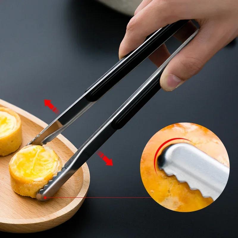 2Pcs BBQ Grill Tongs Korean Barbecue Meat Tongs Stainless Steel Food Clamp Small Cooking Tongs BBQ Accessories Kitchen Tools