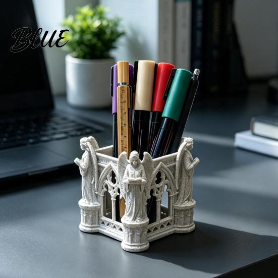 Workplace Organization Tools Cathedral Arch Shape Pen Holder Large Capacity Desktop Organizer