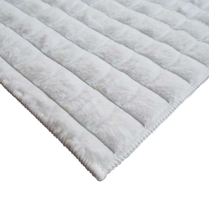Tapis salon damier extra-doux blanc 80x150